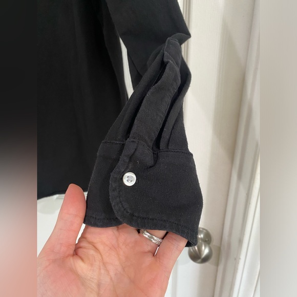 Frank and Eileen Button Down Shirt Black Womens Medium Long Sleeve Knit Tee Lab - Picture 10 of 12